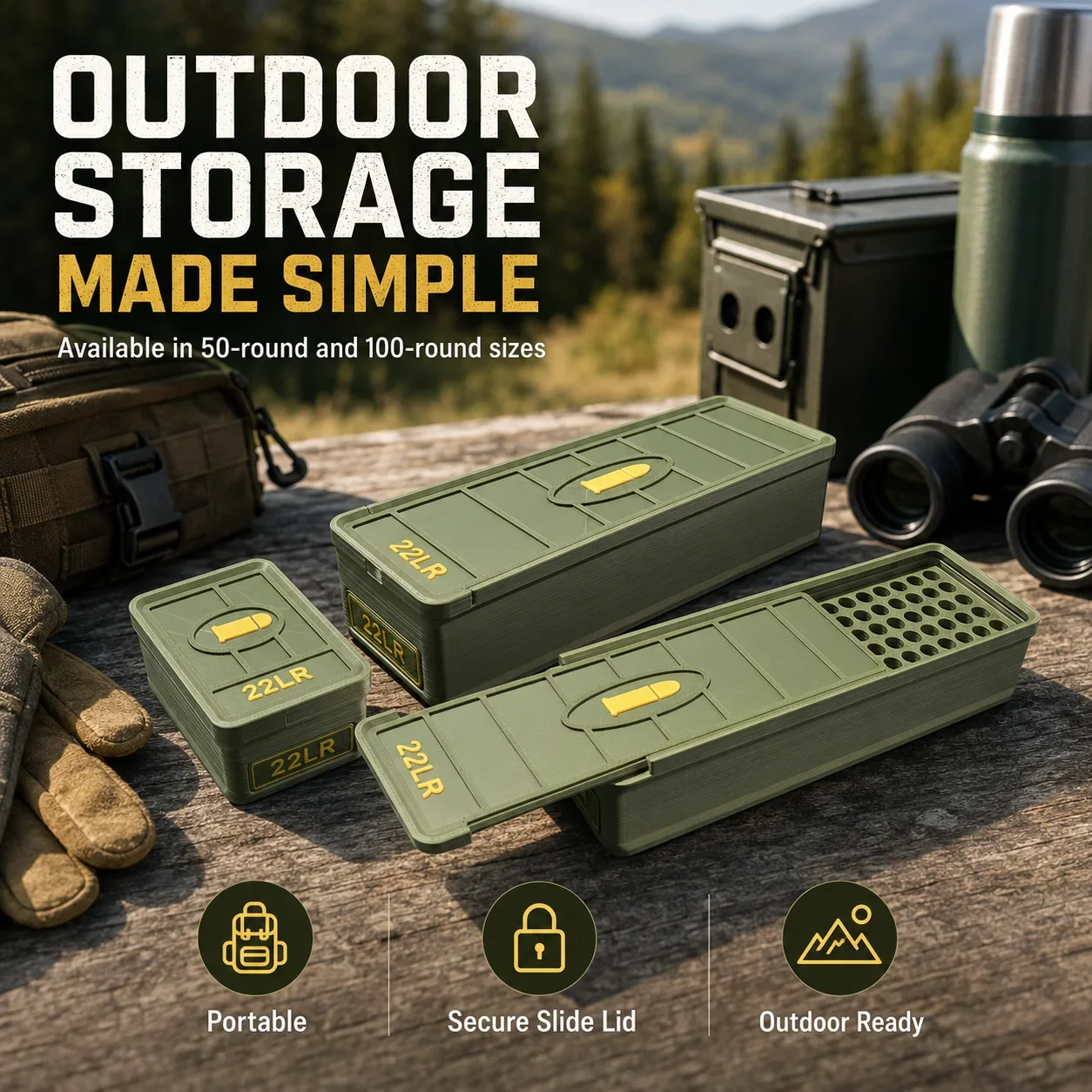 Heavy Duty Caliber Ammo Storage Box 50 100 Rounds Shell Organizer Case Spill Proof Portable Ammo Carrier for Range Use