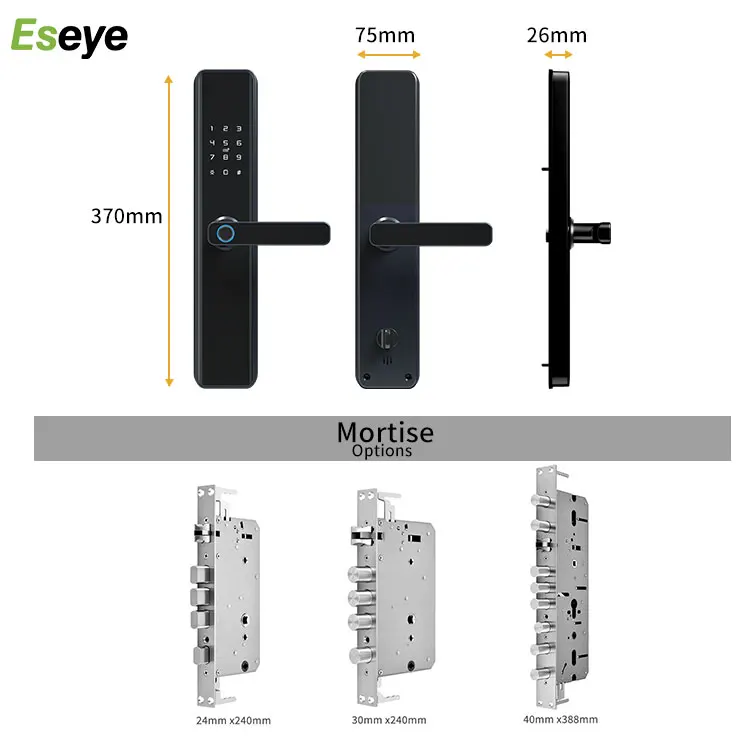 Eseye Waterproof Smart Door Lock Wifi TTlock App Remote Control With Fingerprint Password Card Key Unlock Wifi Smart Lock