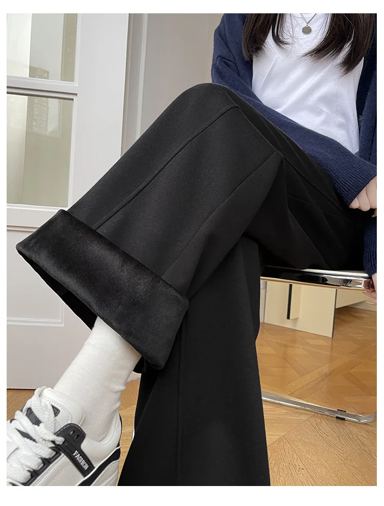 Pantalones de pierna ancha con cremallera rosa para mujer, fajas con volantes de primavera, gasa Hipster, liso, fluido, ocio, abertura drapeada, transpirable, elegante para ir al trabajo