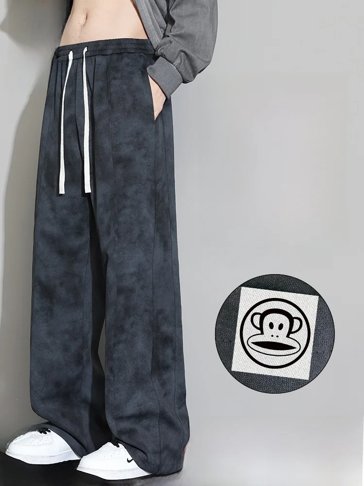 

PaulFrank Loose Straight Leg Casual Pants Men's Spring New Sle Trendy Brand Durable Polyester Fiber Youth Daily Wear