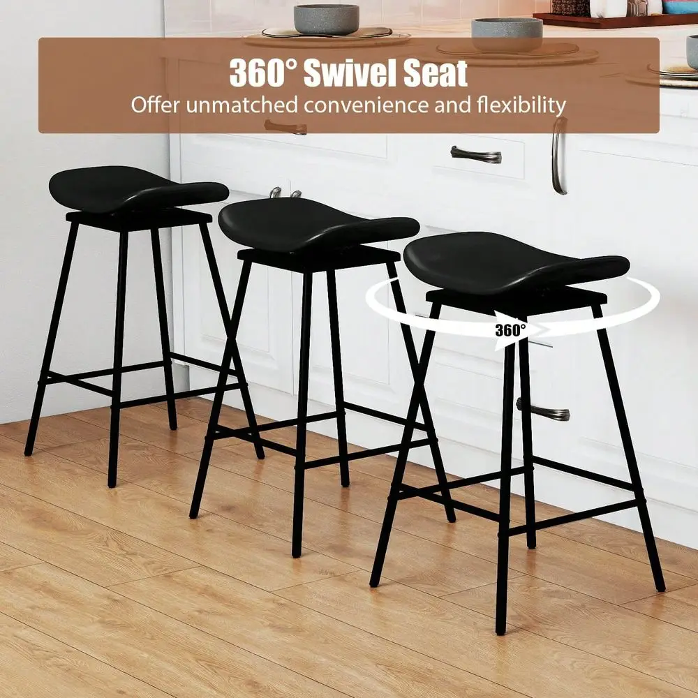 

Bar Stools Sillas Para Barra AltaSwivel Barstools Set Of 2 4 Faux Leather Holstered Backless Bar Height Chairs Black Brown