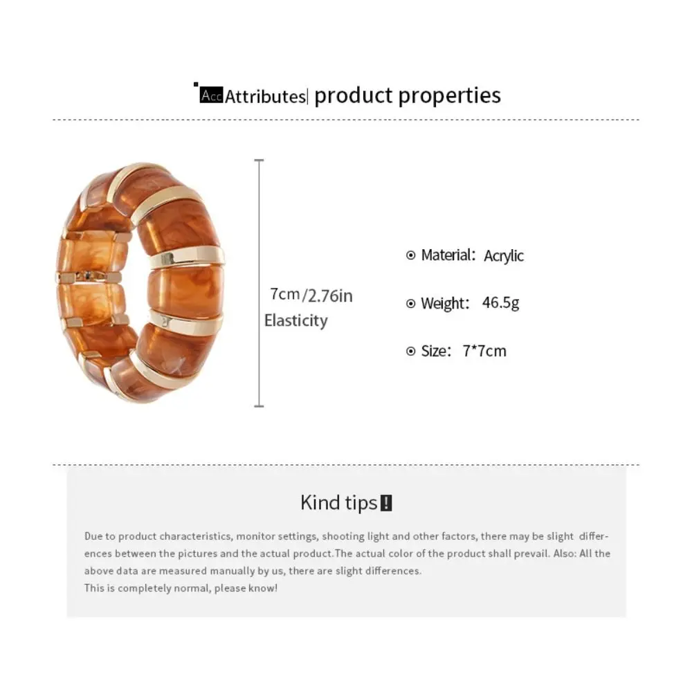 Creative Europe American Style Elastic Bracelet Resin Retro Acrylic Bangle Hand Jewelry Wide Exaggerated Bracelet Girls