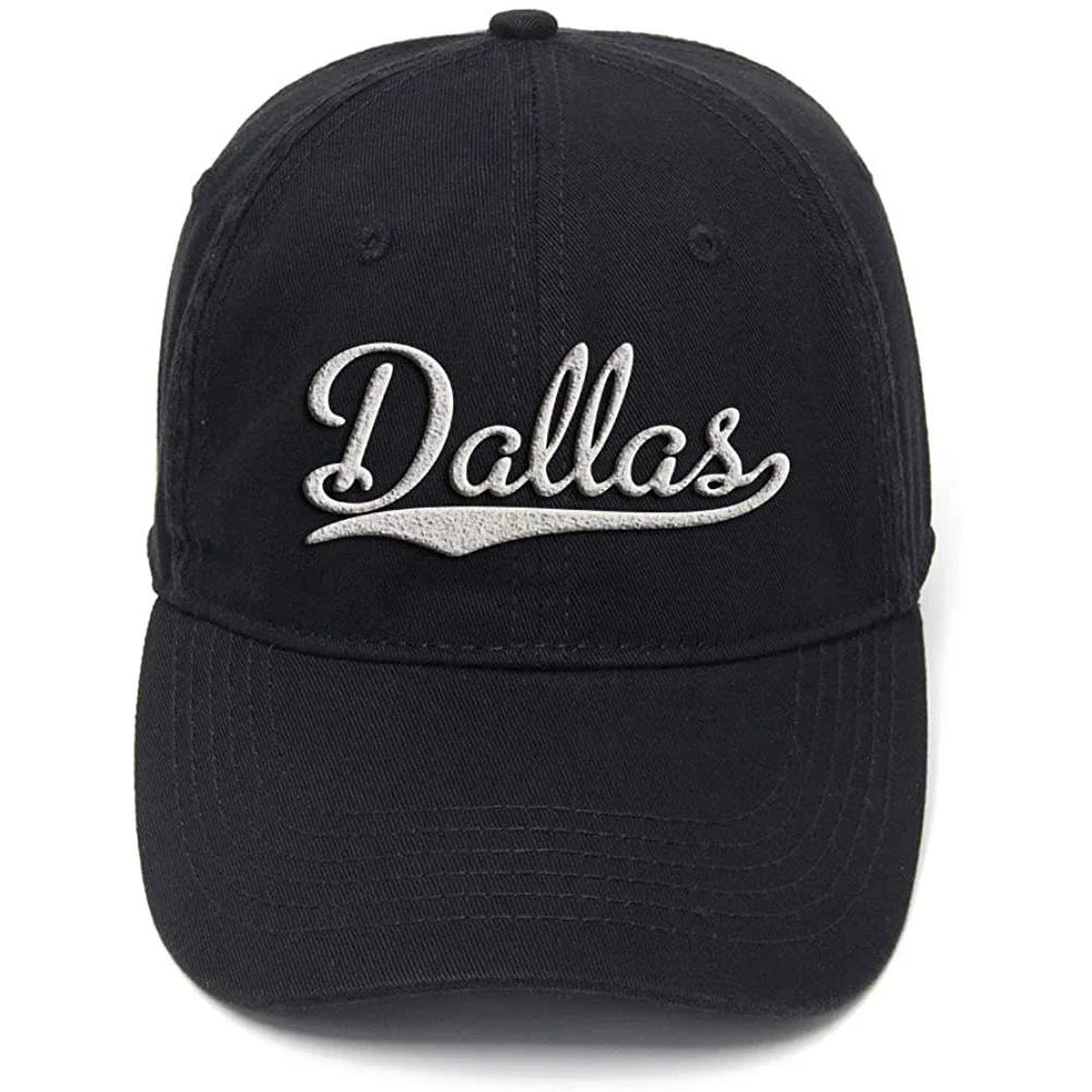 

Lyprerazy Dallas Vector Retro City Washed Cotton Adjustable Men Women Unisex Hip Hop Cool Flock Printing Baseball Cap