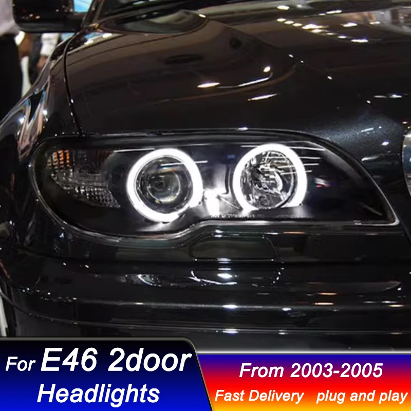 

Фары для BMW 3 серии E46 2-дверные 03-05, стиль EMARK, LED DRL, динамический сигнал, биксеноновые линзы, комплект фар в сборе