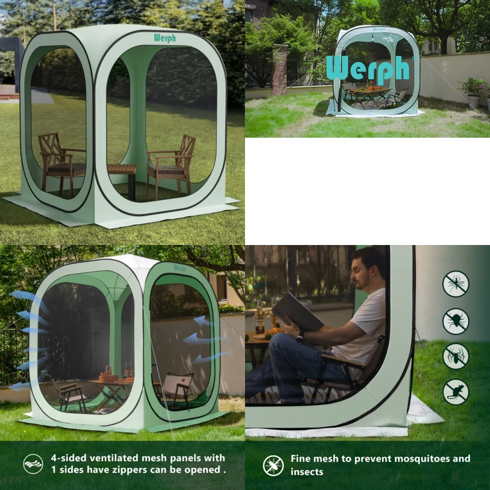 

GazebosPop Up Screen Tent 6x6 with Mosquito Protection for Camping and Outdoor Use