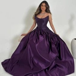 Jiayigong Sparkle  Prom Satin Pleat   Gown Strapless Bespoke Occasion  Long Dresses