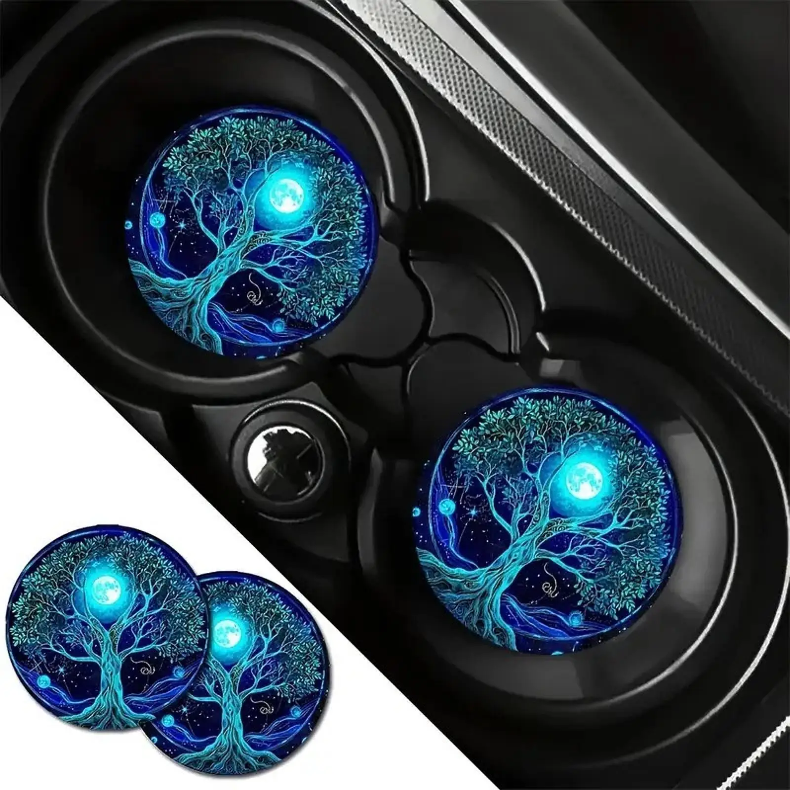 Universal Fit Car Cup Holder Coasters Diatom Mud Nonslip Mats Easy Clean Portable Directly Install