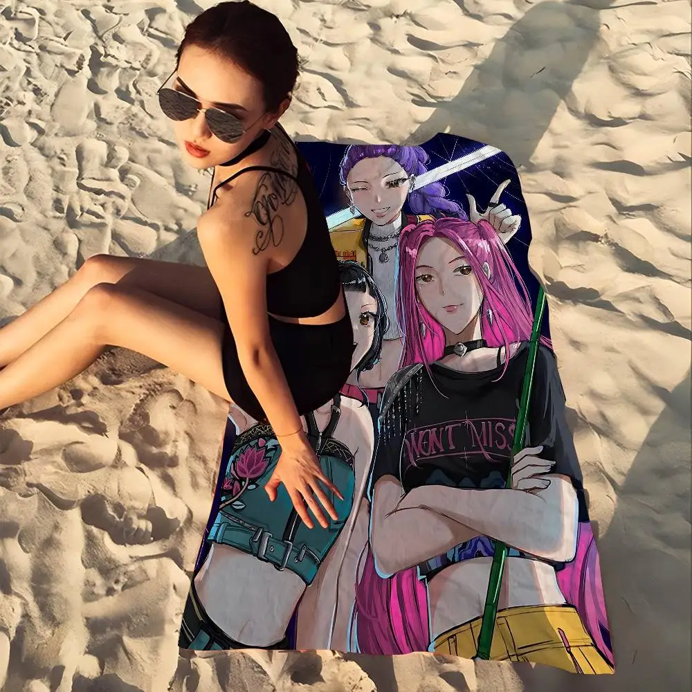 Kpop D-Demon H-Hunter Beach Towel Colorful Bath Towels for Girl Microfiber Quick Dry Custom Sand Free Beach Yoga Spa Gym Pool