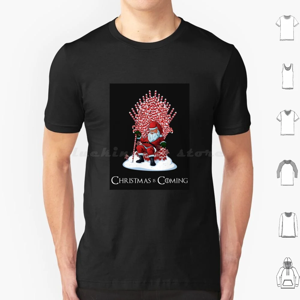 Christmas Is Coming Santa Candy Cane Throne T Shirt 6xl Cotton Cool Tee