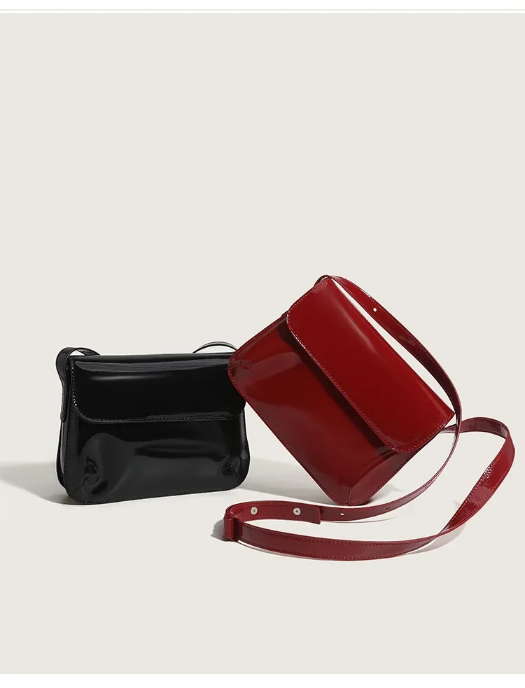 خمر المرأة حقيبة ساعي صغيرة براءات الاختراع والجلود الإناث حقيبة كتف موضة رفرف حقائب الهاتف bolsos mujer حقيبة يد للسيدات wallte