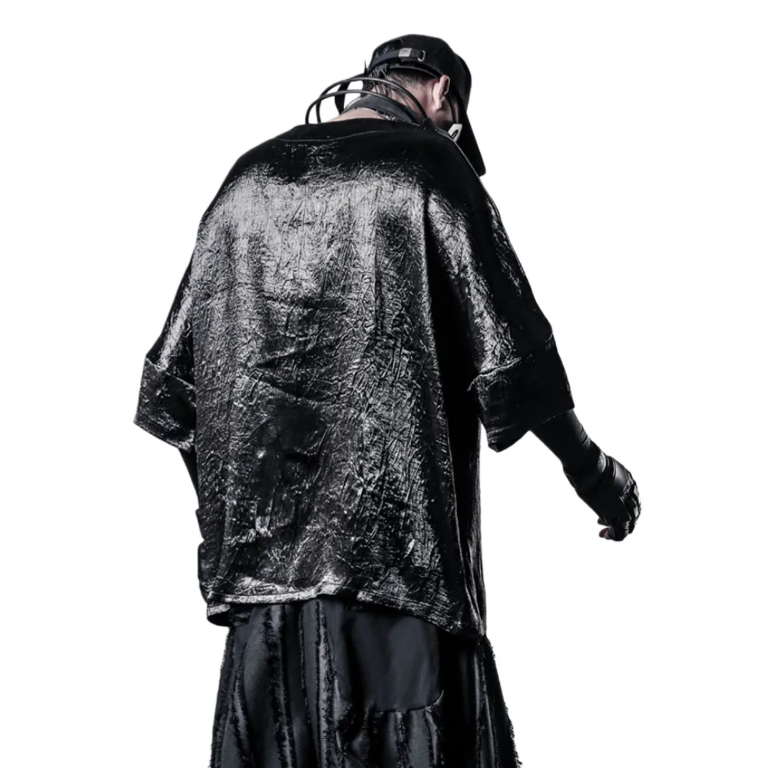 Gothic Punk T-shirt Unisex Top 2026 Summer Niche Design Women Bat-Sleeve T Shirt Men's Dark Drop-Shoulder Half Sleeve T-shirt