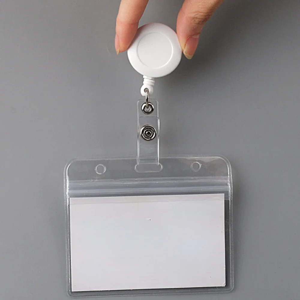 Retractable Badge Reels ID Tag Name Badge Holder Working Permit Case with Chest Pocket Clip Lanyard Office School Accessories