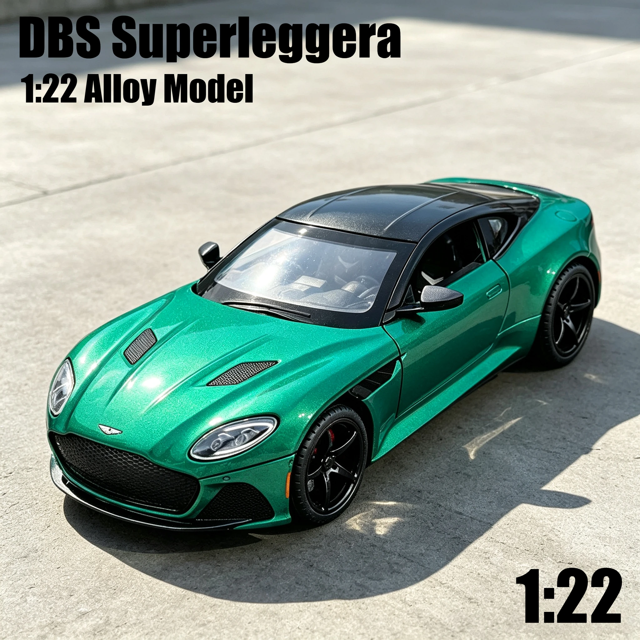 1:22 DBS Superleggera Simulation Alloy Car Model Sound and Light Sound Effect Pullback Desktop Ornament Toy Gift