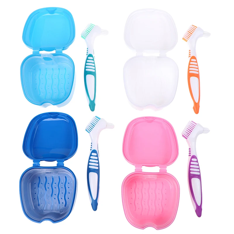 With Hanging Net Container Container Denture Boxs Container Denture Bath Box Cleaning Teeth Case Dental False Teeth Storage Box