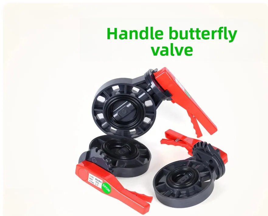 UPVC handle butterfly valve pipeline valve switch pvc manual clamp valve chemical accessories 90 110 160