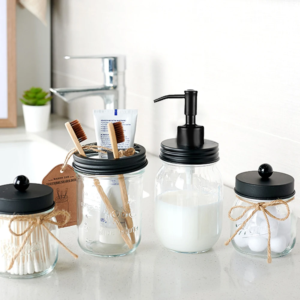 

Bathroom Accessories Set 4Pcs Lotion Soap Dispenser 2 Cotton Holder Toothbrush Holder Bathroom Home Decor Perfect DecoratingIdea