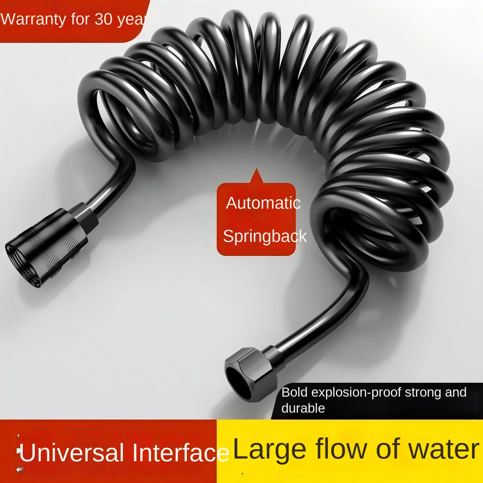 1.5m/2m/3m telephone line shower hose, PU bathroom spring flexible water pipe, toilet sprayer, bathroom accessory.