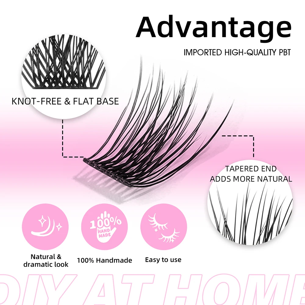 Customized Private Label 8-16mm Mix Size Natural Looks Segmented Hybrid Lashes Fast Grafting DIY Clusters Eyelash by YUANZHIJIE