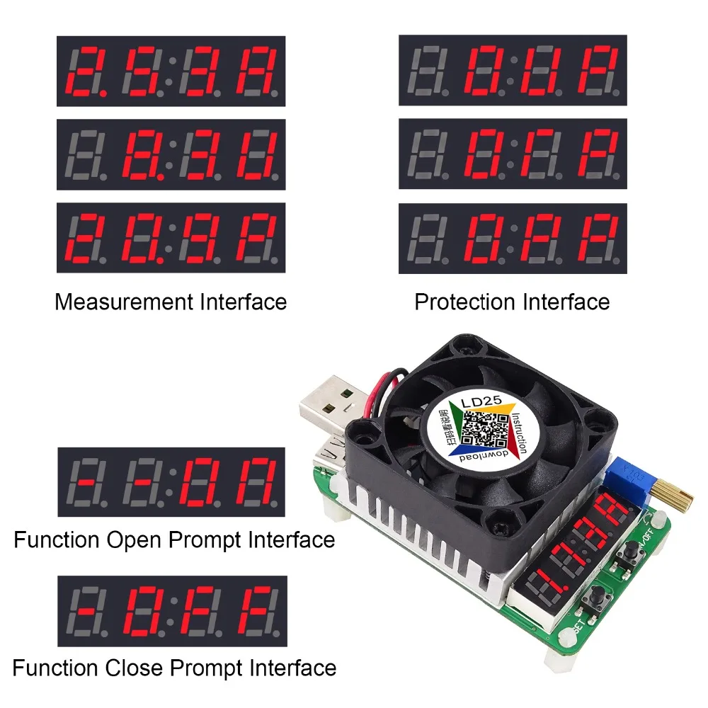 

Sust-aElectronic Load Resistor Usb Interface Discharge Battery Test Led Display Fan Adjustable Current Voltage