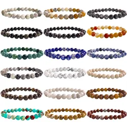 Natural Stone Beads Bracelet For Women Men Agate Crystal Quartzs Aquamarines Jades Jewelry Agates Elastic Bangle Bracelets 6 8mm