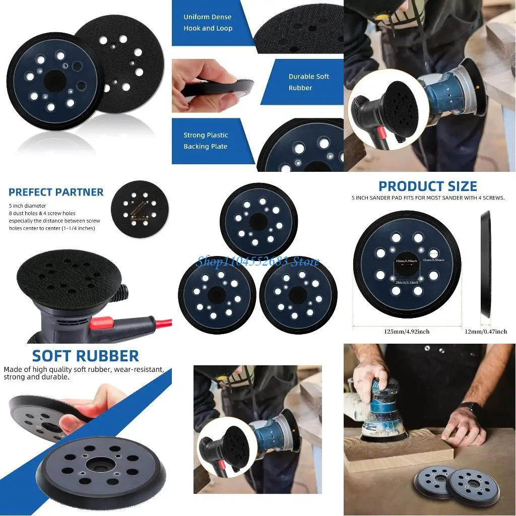 

Y6GD 3 Pcs Sanding Disc Pad 5-in 125mm 4-Eye Multi-Hole Sanding Pad Sander Backing Pad Compatible for w/ BO5041 M9202B Polish