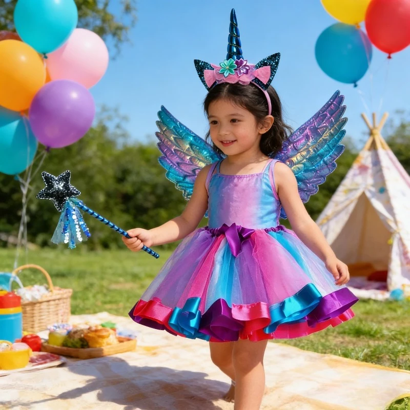 Childrens Tutu Skirt Angel Wings Set Stage Performance Costume Party Dress Up