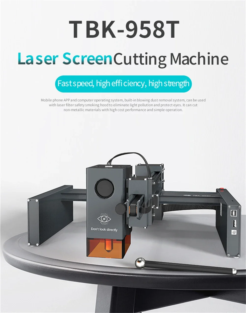 TBK-958T 20W Intelligent Laser Marking Machine OCA Glue Remove For iPhone XS 11 12 13 15 Pro Max Back Glass Separate Replacement