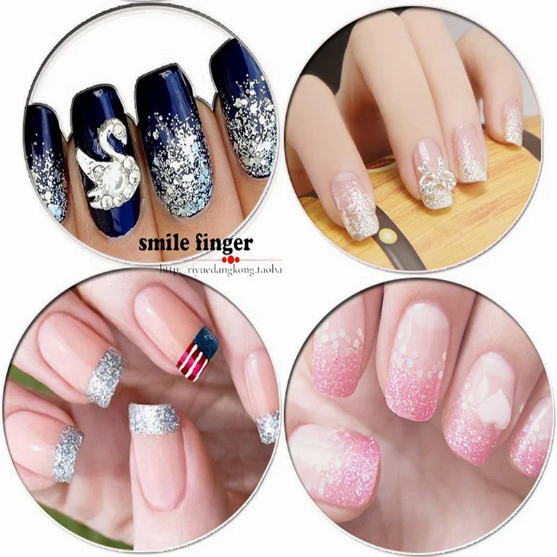 (0,2 mm) Kit di decorazione per polvere in polvere con glitter fini per manicure Shinning Glitter per punte acriliche Gel UV Decorazione artigianale per nail art fai da te