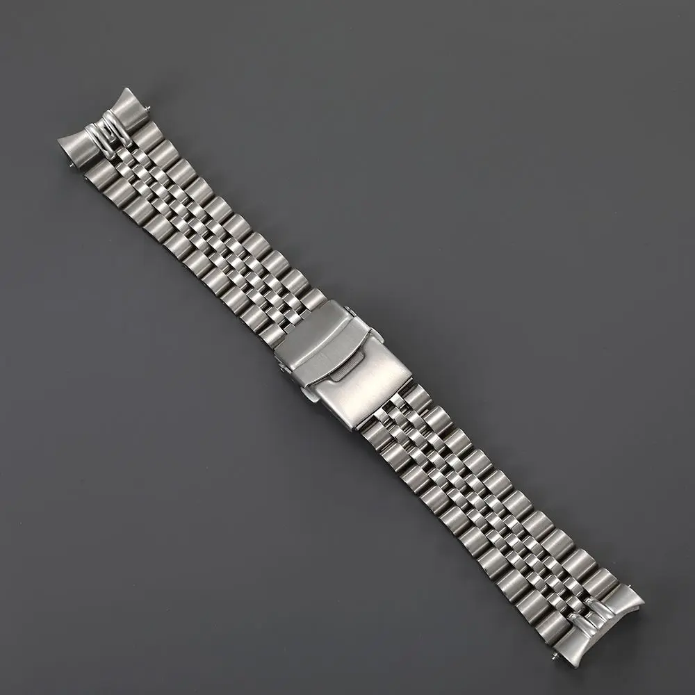 22mm 316L Stainless Steel Jubilee Solid Curved End Deployment Buckle Watch Strap  Fit For SKX007 SKX009 Watch