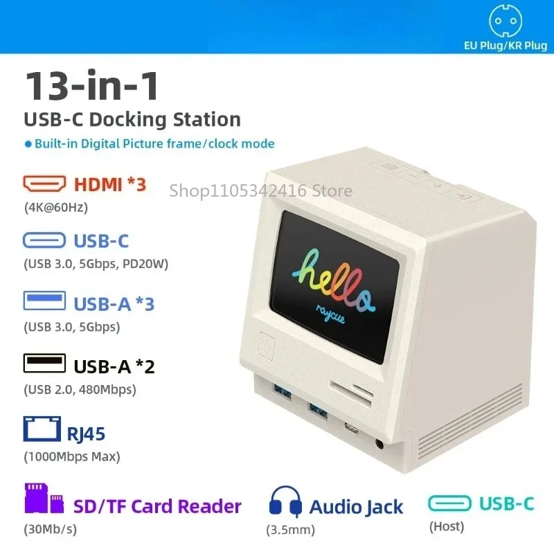 128K SE USB-C Docking Station 4K Triple Monitor HDMI USB 3.0 Hub for MacBook HP Dell Laptops
