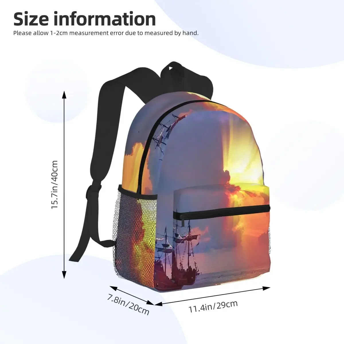 حقيبة ظهر Galleon At Sunset With Radiant Skies حقيبة ظهر ذات سعة كبيرة للأطفال حقيبة كتب مدرسية حقائب كتف للرجال والنساء #2