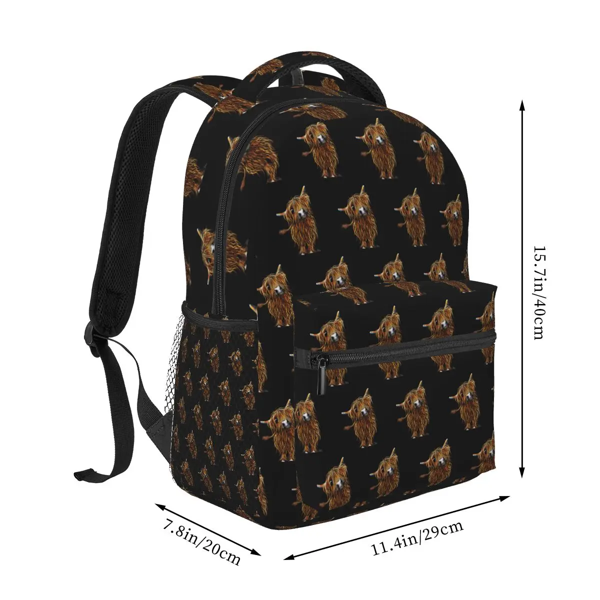 Highland Cow Print Scottish Backpack Student Boys Girls BookBag Children School Bag Computer Shoulder Bags for Men Women