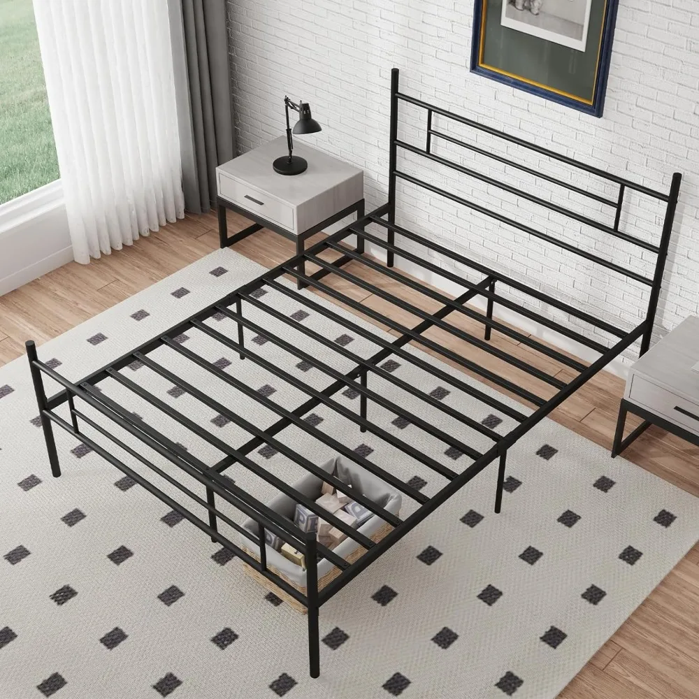 

Bed Frame with Headboard and Footboard, 14 Inch Metal Platform Bed Frame, , Mattress Foundation No Box Spring Needed