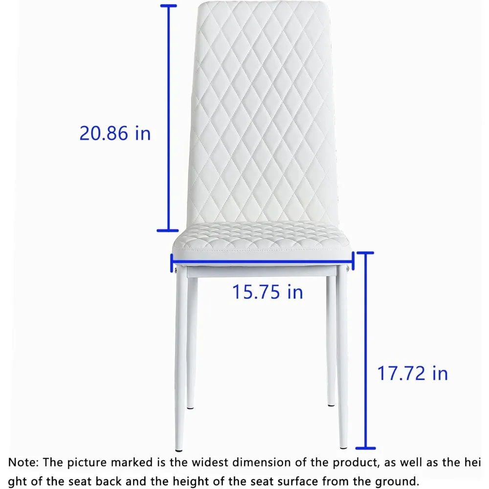 Modern Dining Chair Fireproof Leather Sprayed Metal Pipe Diamond Grid Pattern Restaurant Home Conference Chair Set of 4