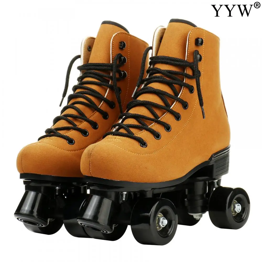 

Roller Skate Shoes Quad 4 Wheels Sneaker Pu Leather Outdoor Sport Skating Beginner Blades Parkour Runaway Skates For Women Men