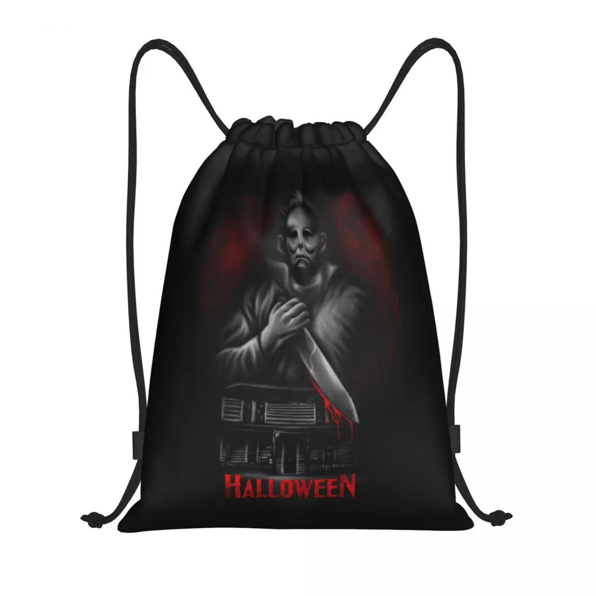 Custom Michael Myers Halloween Drawstring Bags for Shopping Yoga Backpacks Men Women Horror Tv Movie Sports Gym Sackpack