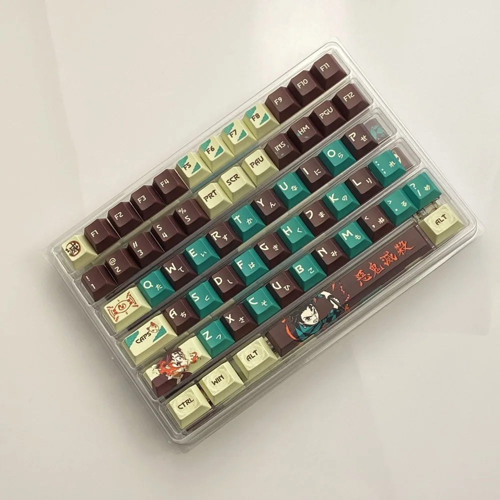 Demon Slayer Keycaps Tanjiro Kamado PBT Dye-Sublimation OEM Profile Mechanical Keyboard Keycaps for 61 68 75 87 104 Keys Gift view 6