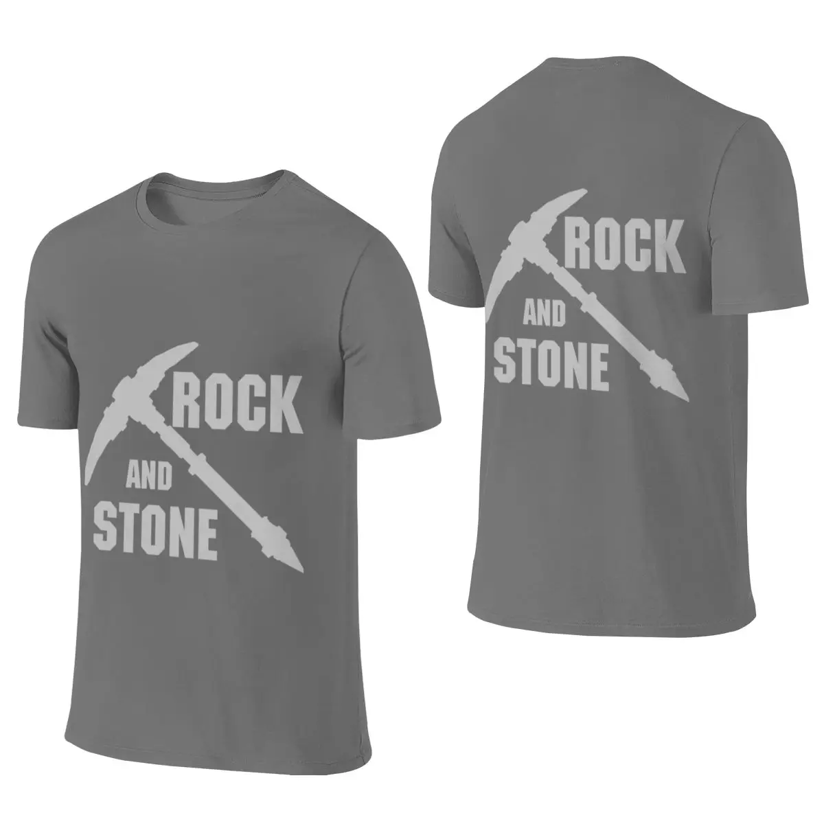 Rock And Stone! - Grey Casual Reversible T-shirt Urban Light Mature Durable Cotton Tee