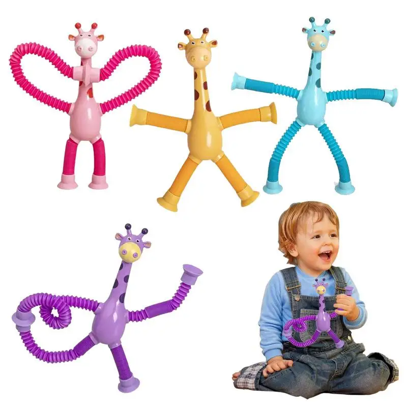 

Telescopic Suction Cup Giraffe Toy Suction Cup Retractable Giraffe Toys Novel Educational Stretch And Decompress Toys For Girls