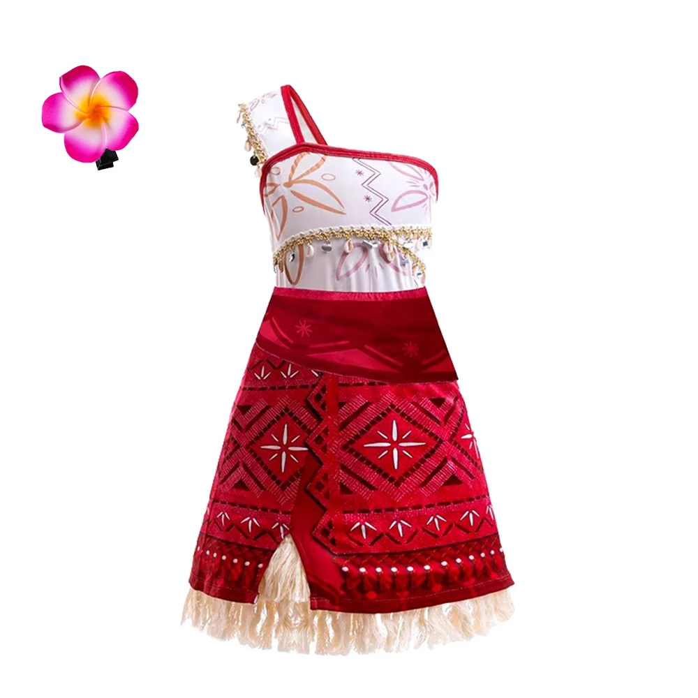 女の子のための映画のキャラクターのモアナ2コスチューム,プリンセスドレス,ボヘミアン,ヴィンテージ,タッセル,誕生日パーティー,夏