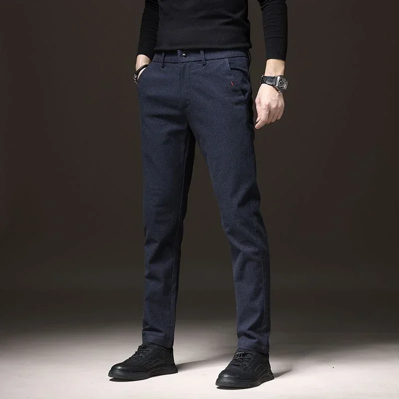 

Новые мужские классические деловые брюки, мужские хлопковые эластичные брюки до щиколотки, брюки, узкие прямые брюки