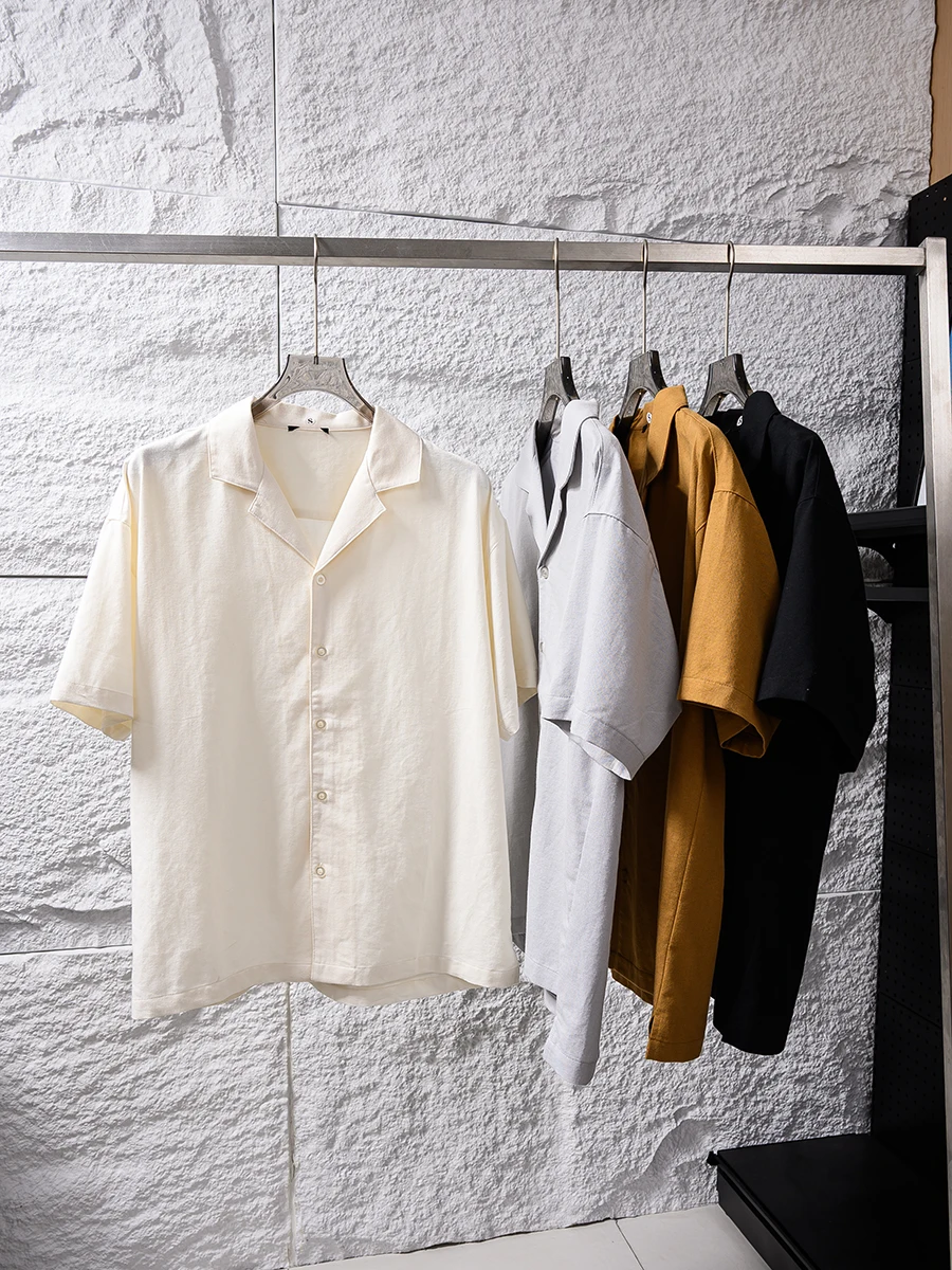 

Men's Cotton Linen Shirt Moisture Wicking Loose Fit Cuban Collar Short Sleeve Breathable Comfortable Summer Fashion Youth