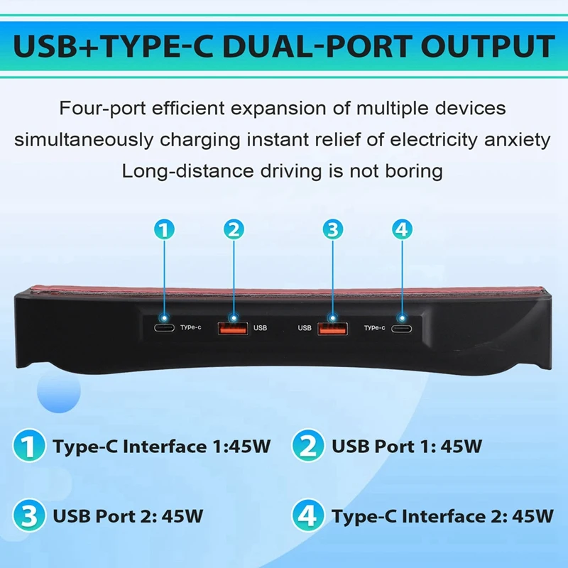 Car USB Type-C Splitter Adapter Fast Charger Shunt HUB Docking Station For JETOUR Traveler T2 2023