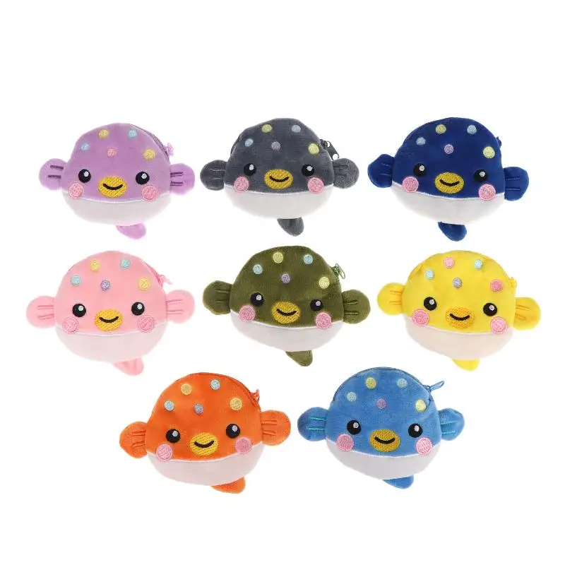 1Pcs Plush Zipper Coin Wallet Fashion Cute Pufferfish Mini Coin Purse Women's Small Change Bag Key Earphone Pouch