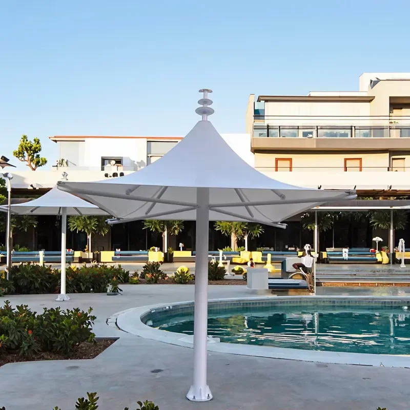 Welgold Heavy-Duty Commercial Aluminum Square Garden Umbrella 4m Radii Modern Waterproof Outdoor Furniture Parasol Polyester