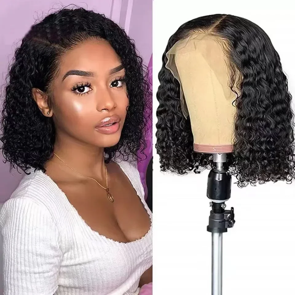 

African wig,African women's wig front lace chemical fiber headgear, black medium short curly hair, hand-wrapped small curly hair