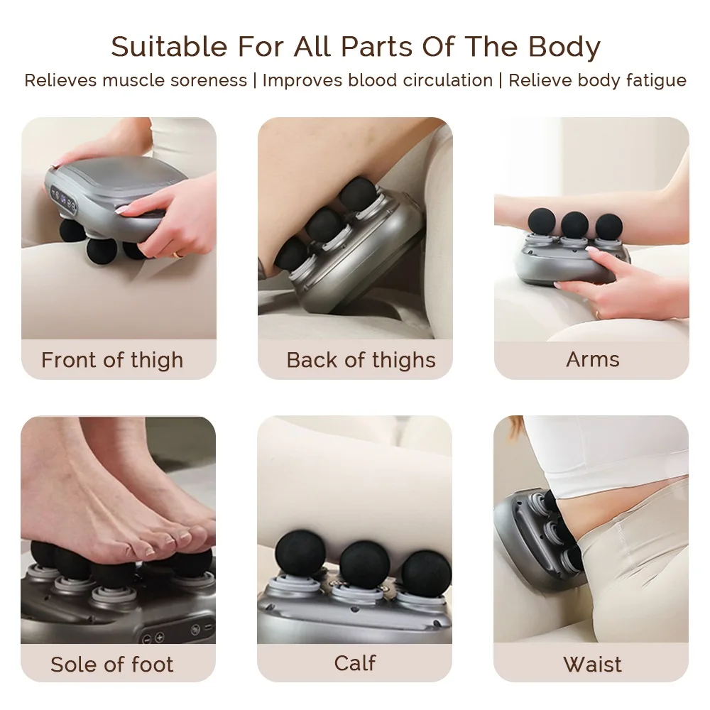 Six-head Fascia Gun Body Massager Vibration Relaxation Massager for Neck Waist Leg