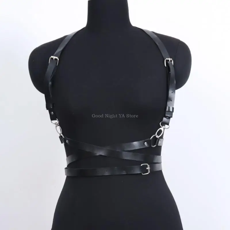 الجلود تسخير للنساء Underbust مشد العلوي مع حزام الشرير الجلود تسخير حزام الشرير الجسم حزام على شكل سلسلة الشرير تسخير #5