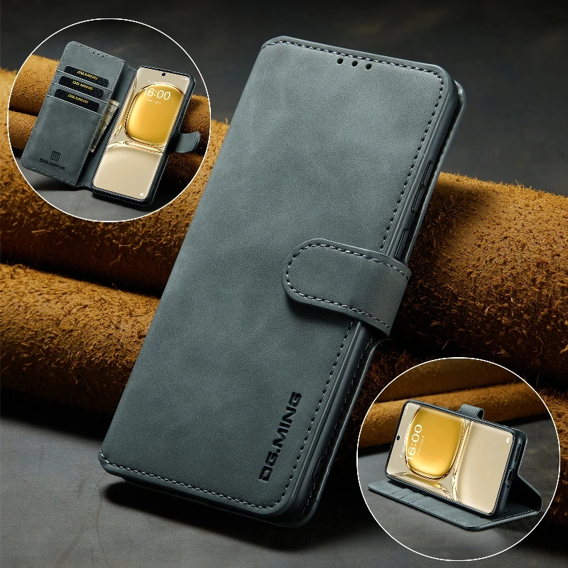 

Fashion Magnetic Flip Case Phone Cover For Huawei Mate 40 Pro Plus P50 Pro P30 Solid Color Protective Case