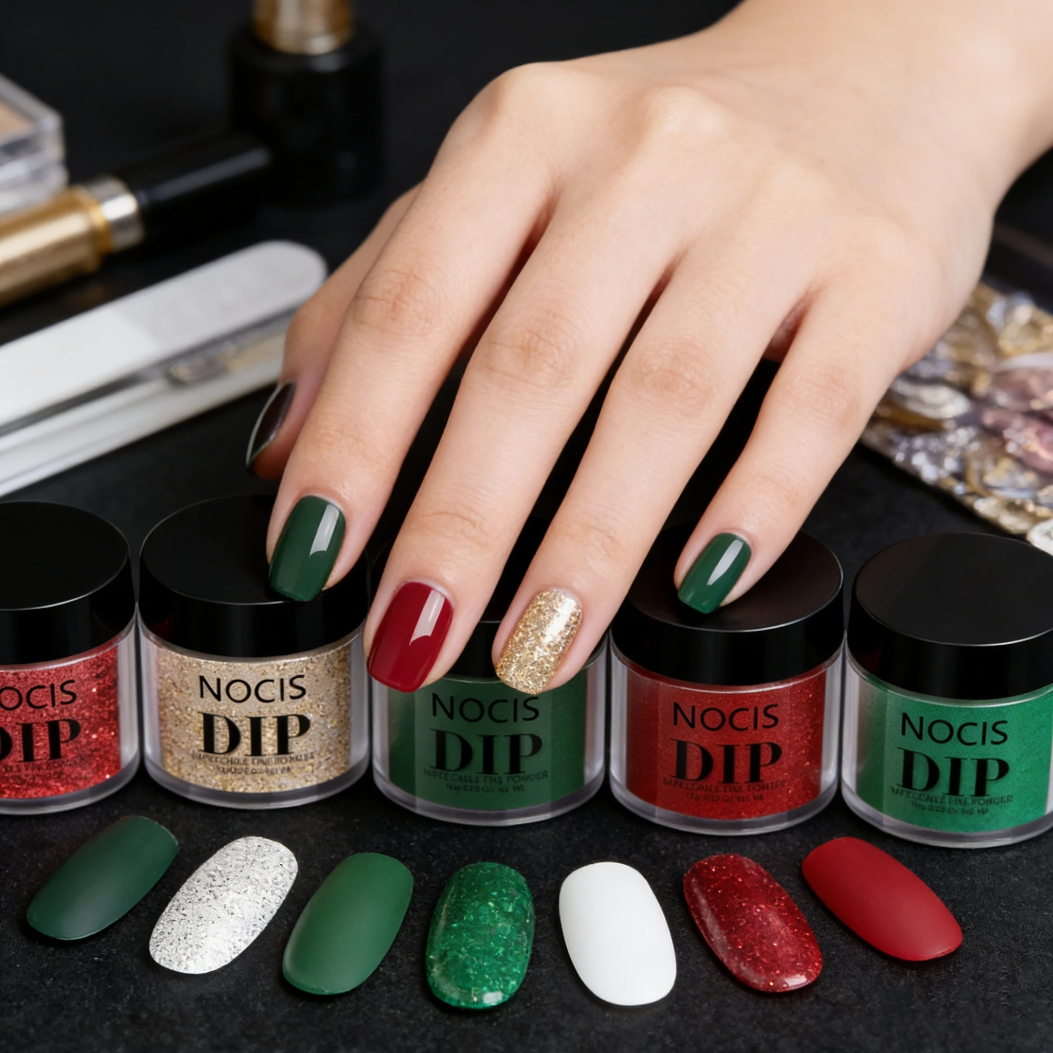 Dip Powder Nail Kit 6 Colors with Liquids and Tools, No UV LED Lamp Needed, Quick Drying, Long Lasting, Salon Quality for Home D